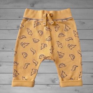 Yellow Baby Jogger Pants with Dino Print